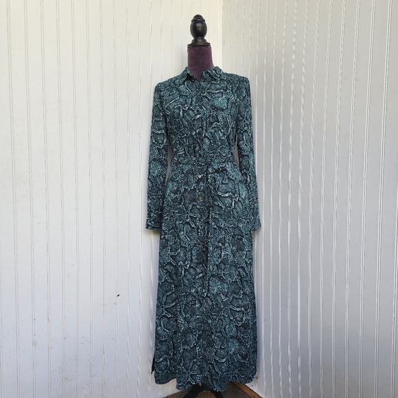 $139 1. STATE Green Wild Thing Python Snake Shirt Idiot Dress Pink Reptile Sz XS - Picture 1 of 16